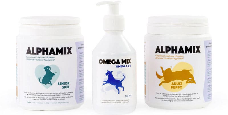 Compléments alimentaires Alphamix et Omega Mix Dog Chef