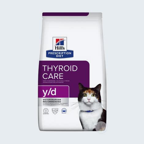 aliment en trtaitement de l'hyperthyroidie chez le chat thyroid care y/d de Hill's
